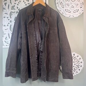 Colebrook Dark Chocolate Button Down Leather Jacket Lined Large